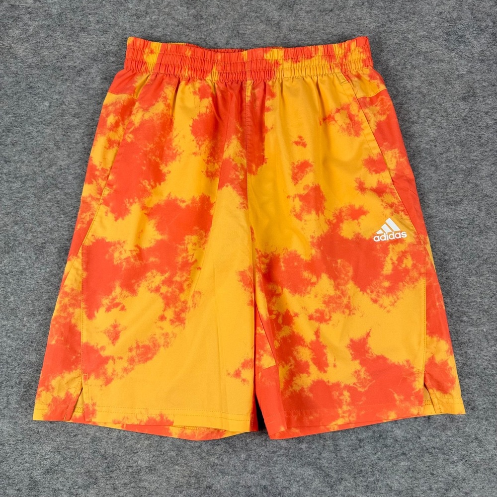 Adidas Aeroready Axis Shorts 9" Pockets Hazy Orange Tie Dye Boys XL 18-20
